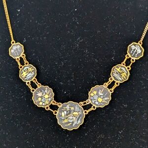 Amita Vintage Japan‎ Damascene Gold Necklace